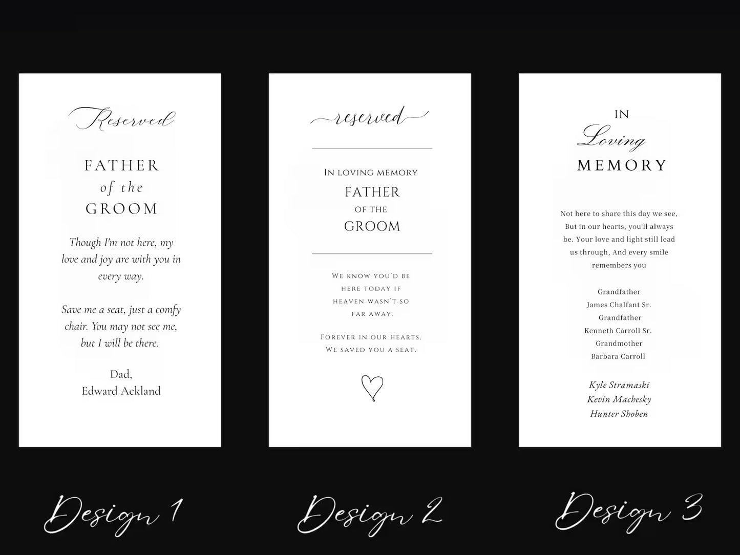 Personalized Memorial Wedding Chair Sign