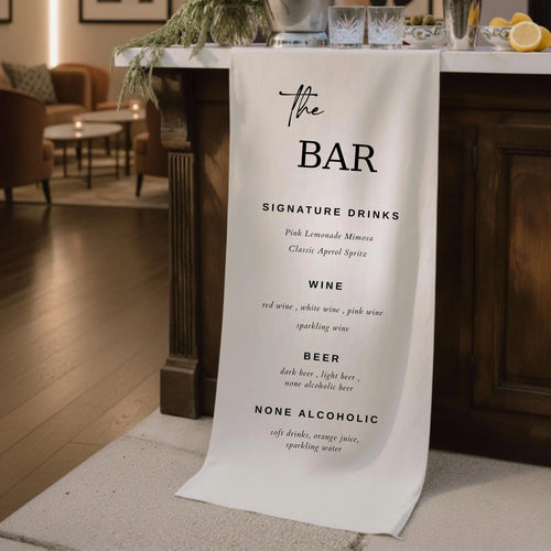 Custom Linen Wedding Cocktail Menu Sign