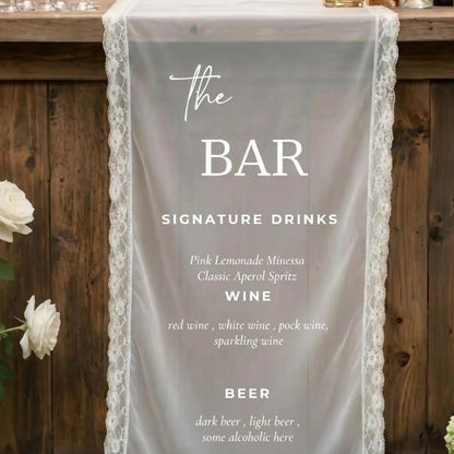 Custom Lace Sheer Wedding Bar Sign