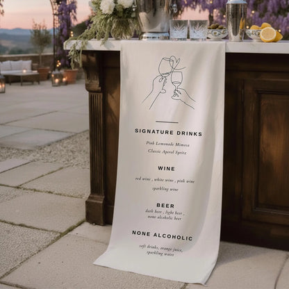 Custom Linen Wedding Cocktail Menu Sign