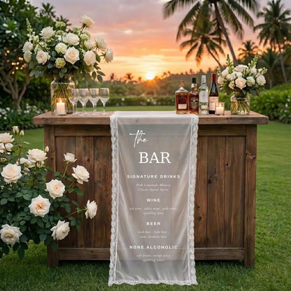 Custom Lace Sheer Wedding Bar Sign
