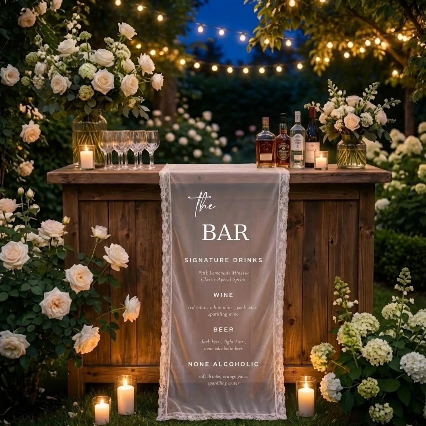 Custom Lace Sheer Wedding Bar Sign