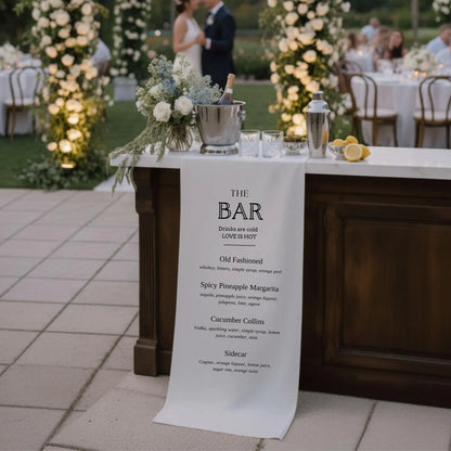Custom Linen Wedding Cocktail Menu Sign