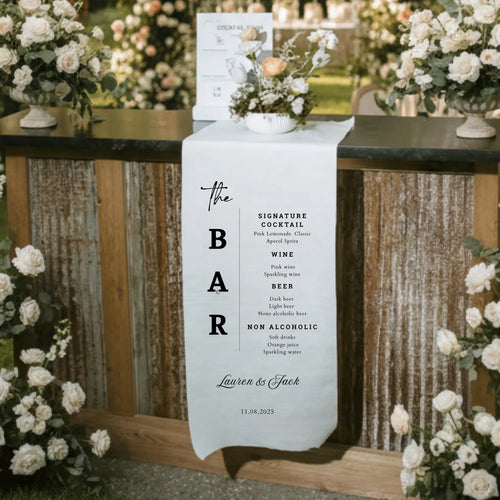 Custom Silk Wedding Bar Menu Sign
