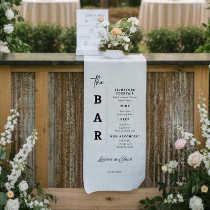 Custom Silk Wedding Bar Menu Sign