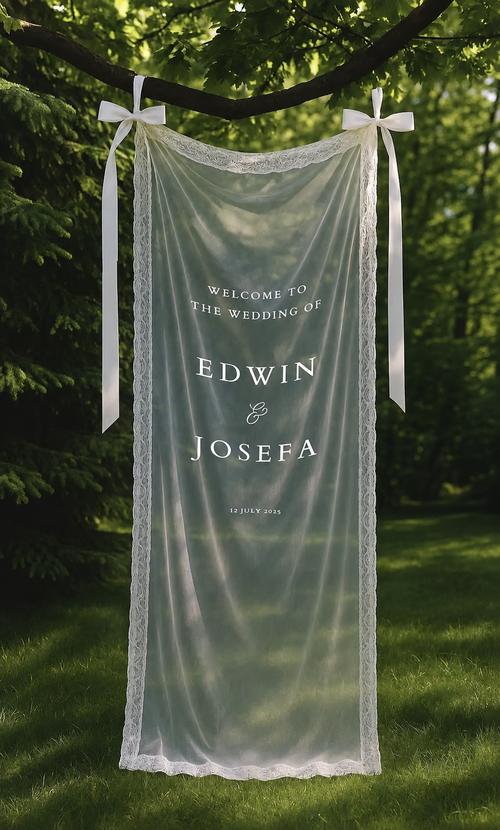 Romantic Sheer Welcome Banner