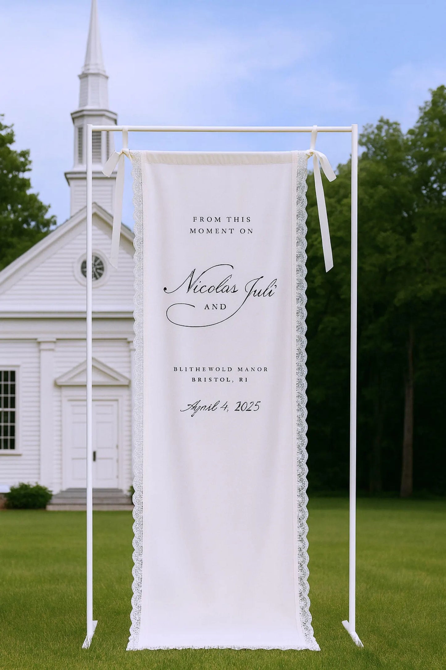 Personalized Lace Trim Welcome Sign