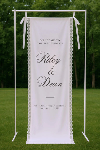 Personalized Lace Trim Welcome Sign