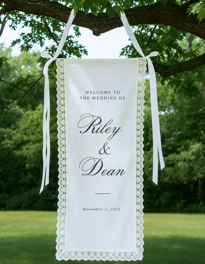 Personalized Lace Trim Welcome Sign