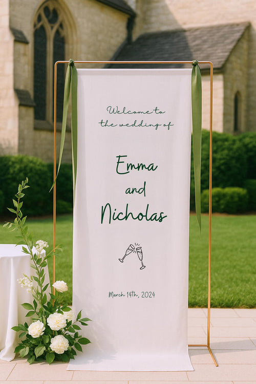 Outdoor Linen Wedding Banner