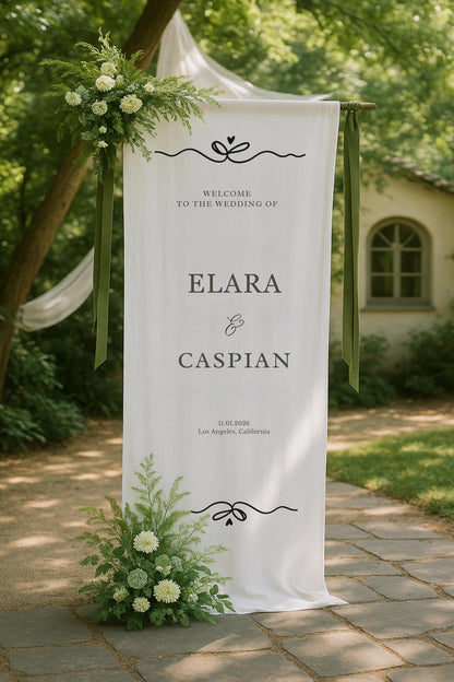 Outdoor Linen Wedding Banner
