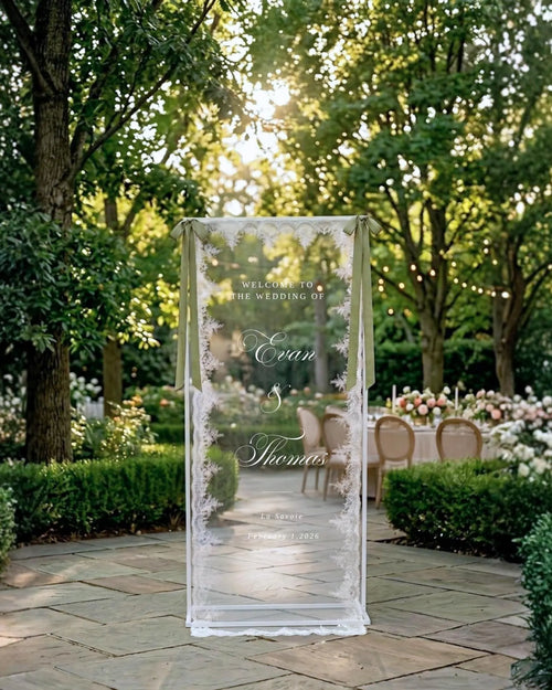 Modern Sheer Lace Welcome Sign