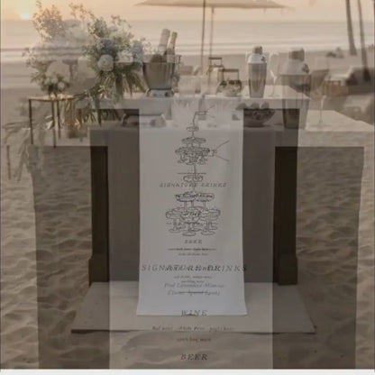 Custom Linen Wedding Cocktail Menu Sign